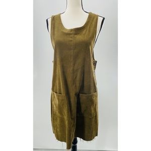Amanda Smith Petites Vintage 90's Sleeveless‎ Green Midi Dress w/ Front Pockets